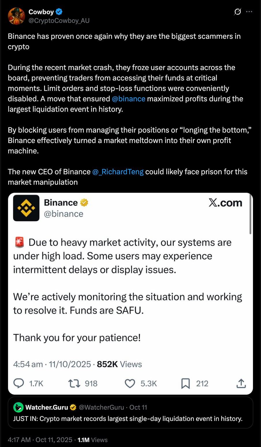 一文了解为什么币安(BINANCE)上的一些山寨币暴跌至零?