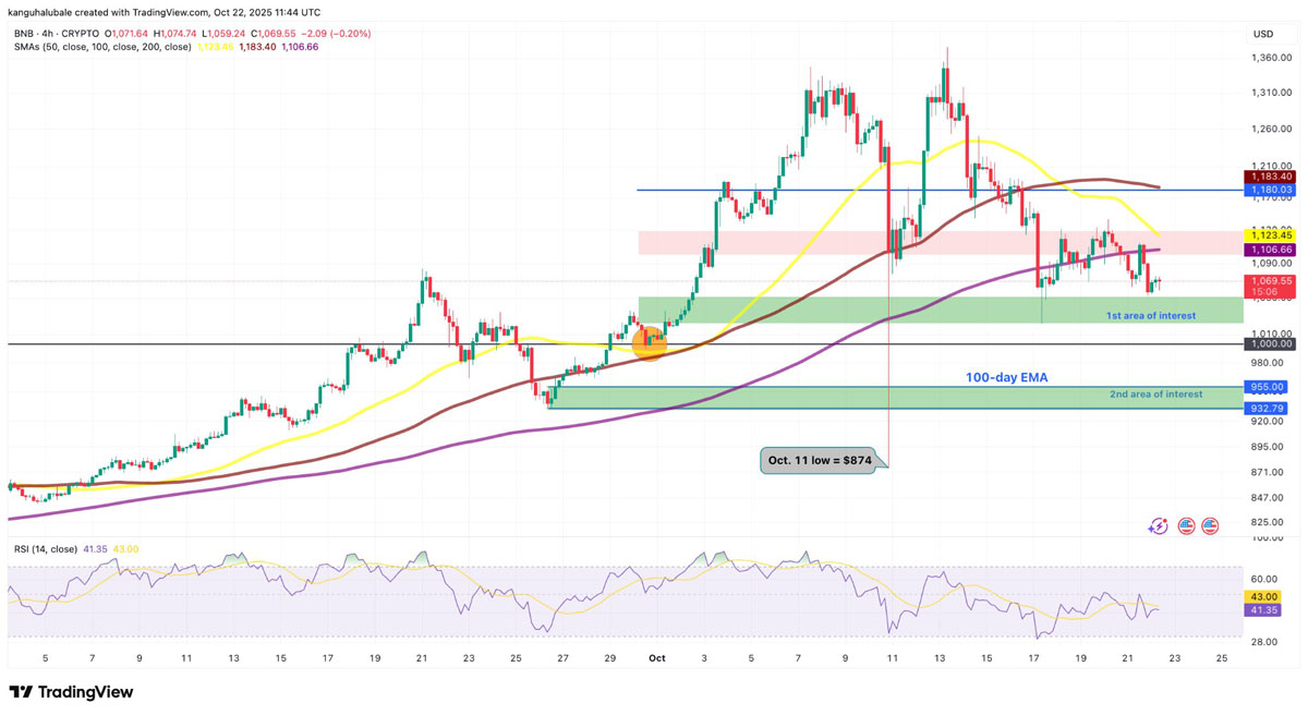 币安币(BNB)价格分析:为什么多头必须守住1000美元?一文了解
